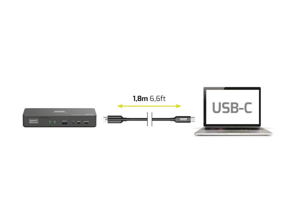 PORT DESIGNS SCREW CABLE C TO C-1.8M PD 240W - DATA USB 4 Gen2 -10Gbs FOR DOCKING