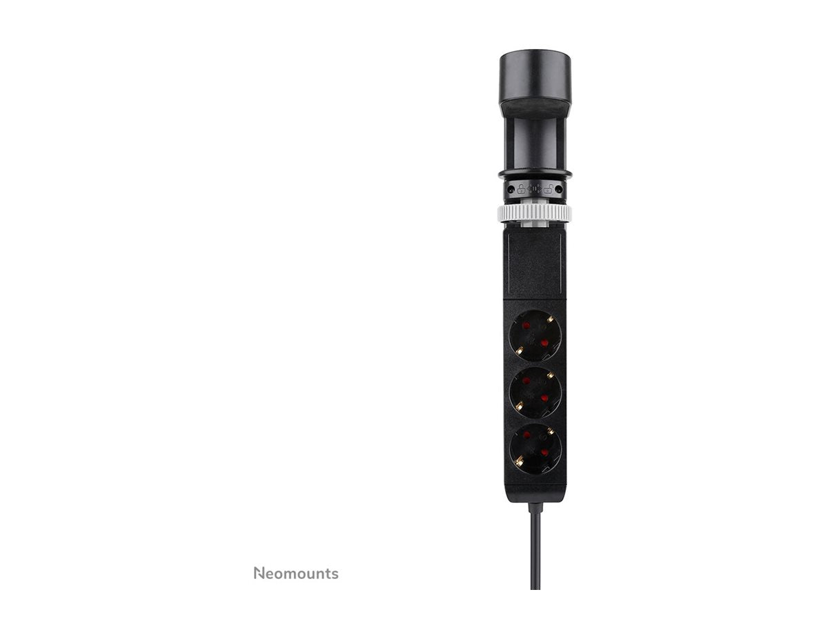 NEOMOUNTS VOLT Desk Clamp socket with Quick-charge USB Ports clamp 0-50mm 3x type-F 230V 1x USB-A 18W 2x USB-C 20W