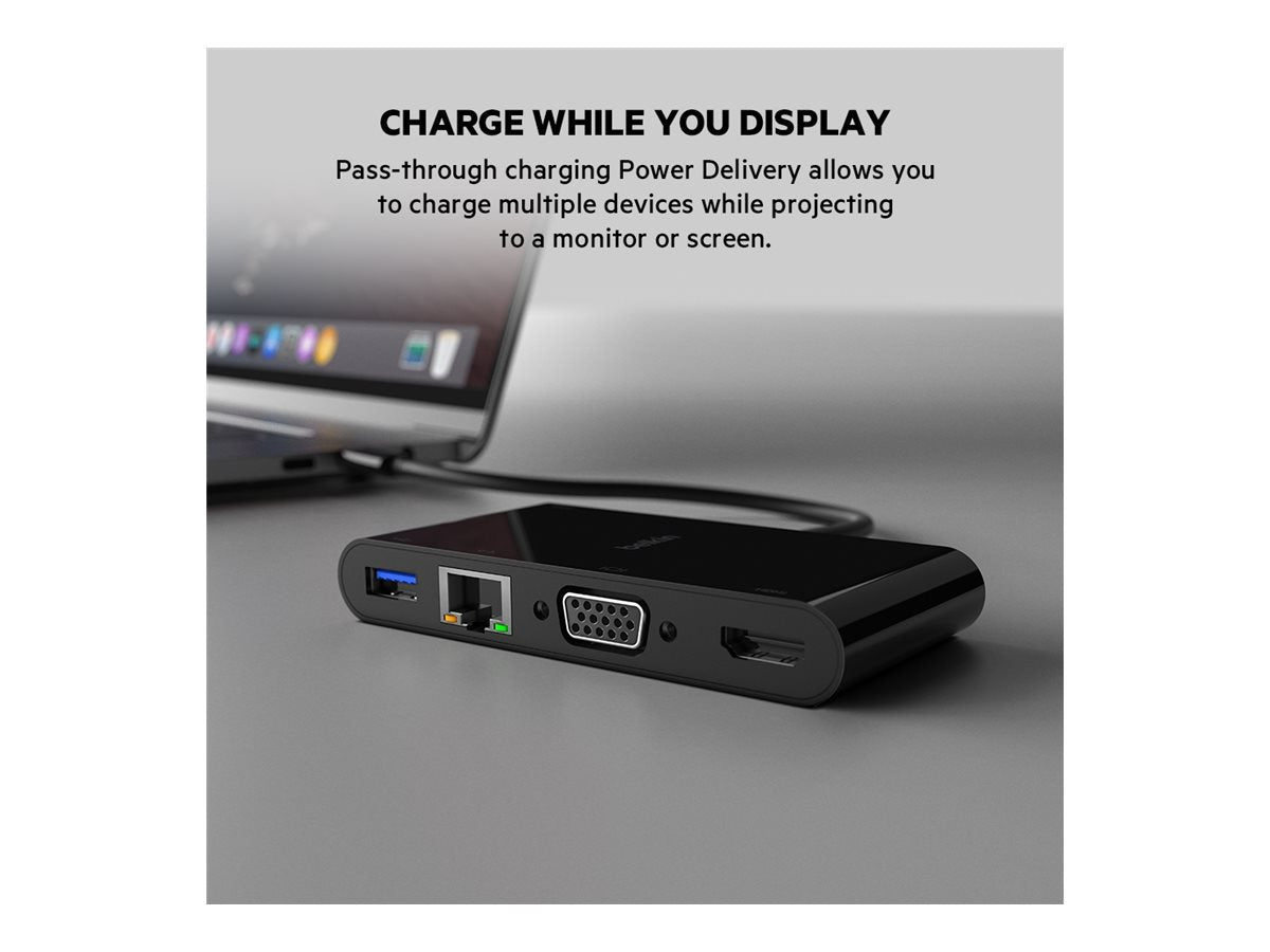 BELKIN Adaptateur Hub USB-C HDMI VGA RJ45 100w PD