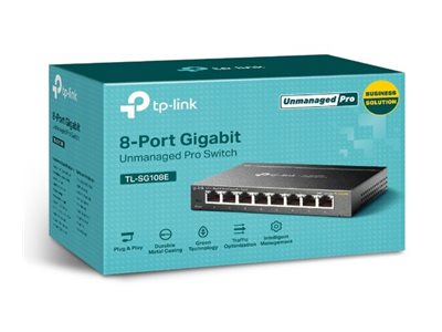 TP-LINK 8-Port Gigabit Easy Smart Switch 8 10/100/1000Mbps RJ45 ports MTU/Port/Tag-based VLAN QoS IGMP Snooping