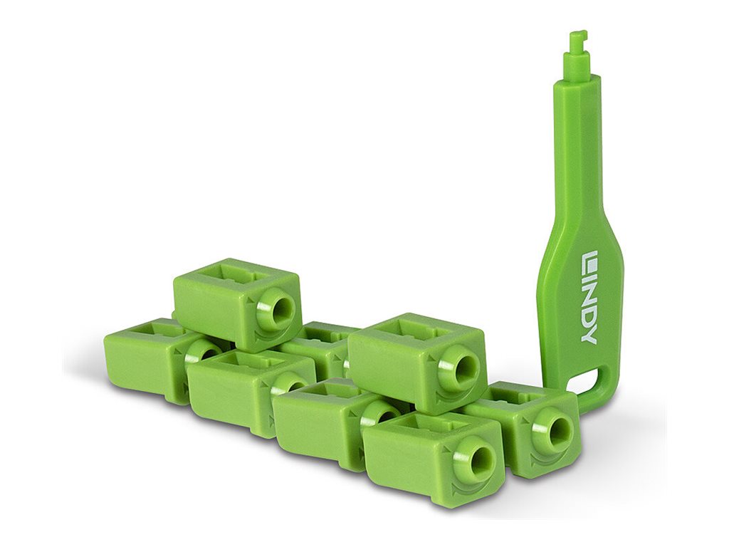 LINDY SFP Port Locks Green 10x + 1 Key