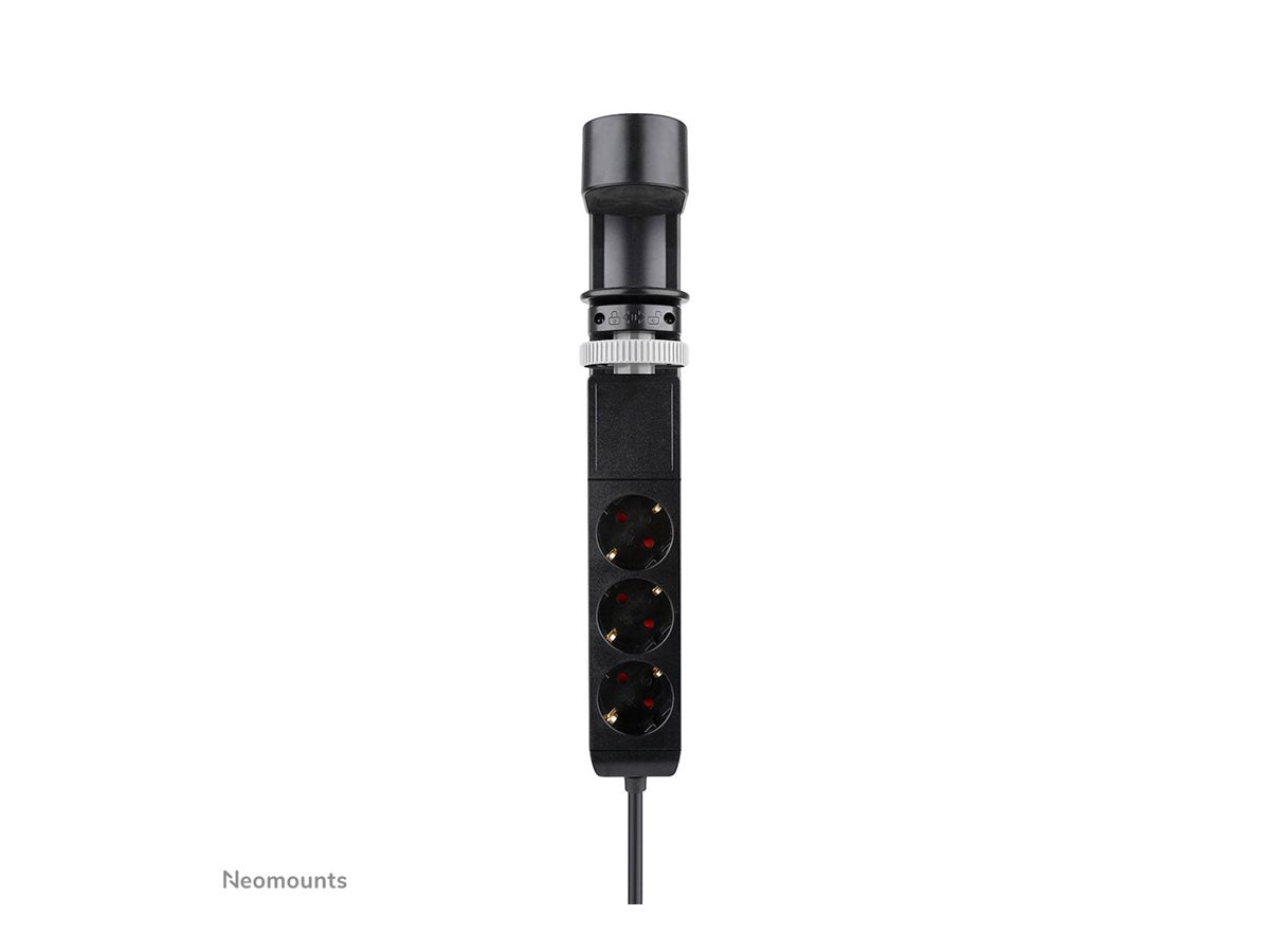 NEOMOUNTS VOLT Desk Clamp socket with Quick-charge USB Ports clamp 0-50mm 3x type-F 230V 1x USB-A 18W 2x USB-C 20W