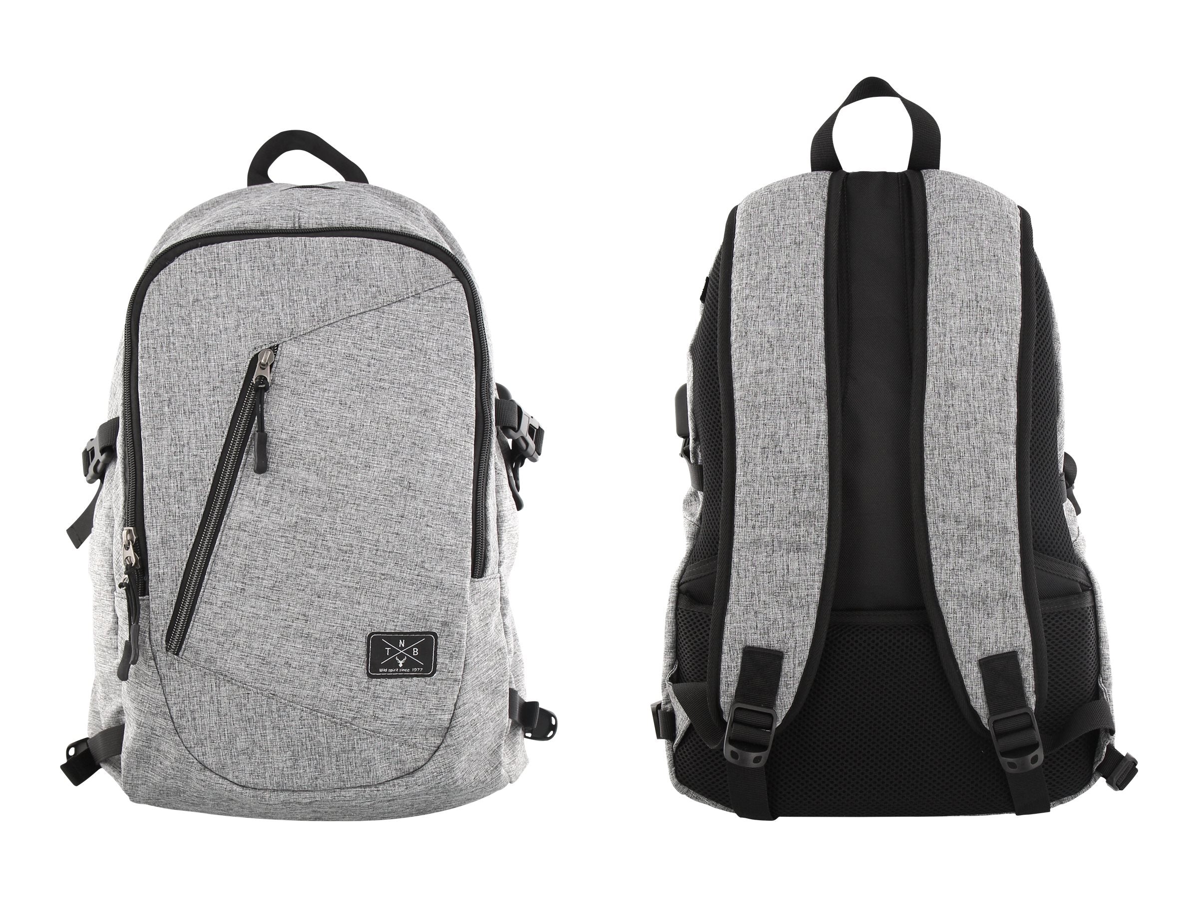 TNB WILD - Backpack with multiple pockets - mottled grey