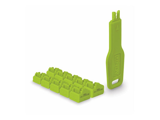 LINDY RJ45 Port Locks Green 10x + 1 Key