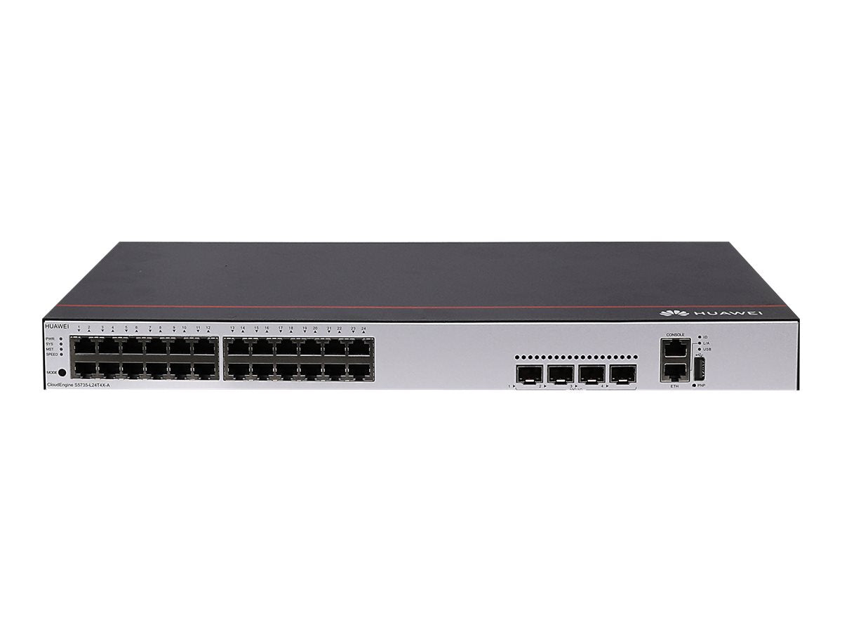 HUAWEI S5735-L24T4X-A 24x10/100/1000BASE-T ports 4x10GE SFP+ ports AC power + S57XX-L Series Basic SW Per Device (P)