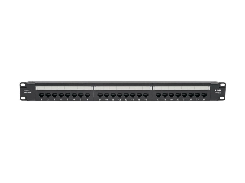 EATON TRIPPLITE Cat6 24-Port Patch Panel PoE+ Compliant 110/Krone 568A/B RJ45 Ethernet 1U Rack-Mount TAA