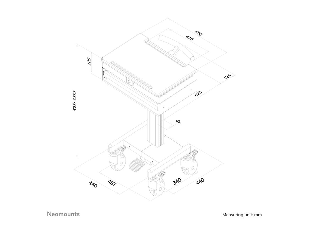 NEOMOUNTS MED-M100 Station de travail mobile médicale -17p - ressort à gaz - verrouillable