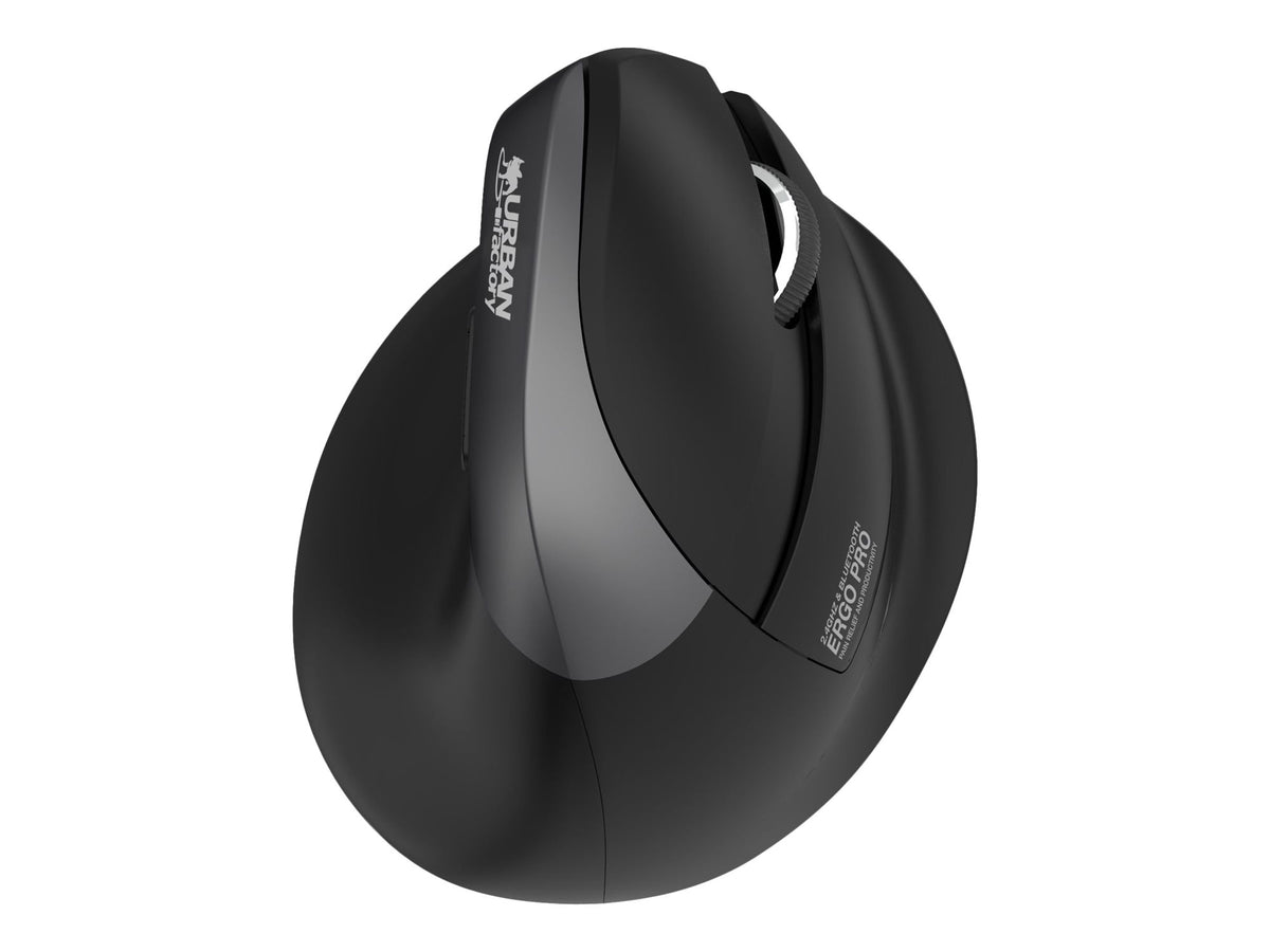 URBAN FACTORY Ergo Mouse Bluetooth 2.4Ghz and wired USB 1000mAh rechargeable battery in USB-C using the included cable
