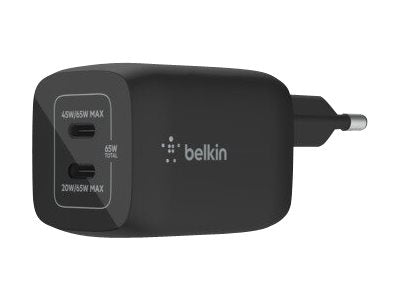 BELKIN 65W PD PPS Dual USB-C GaN Charger Black Universal