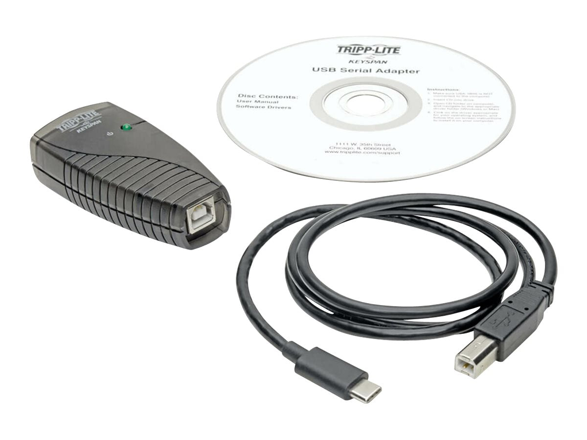 EATON TRIPPLITE USB-C to Serial Adapter DB9 Keyspan High-Speed M/M Detachable Cable TAA Serial adapter USB RS-232 x 1 BK TAA