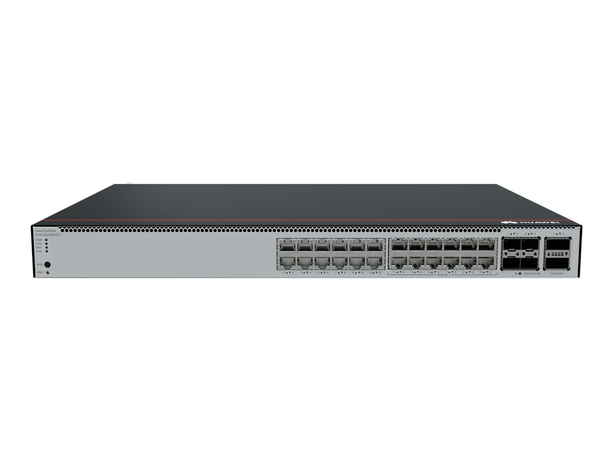 HUAWEI S5755-H24UTM4X4Y2C-T 12x10/100/1000BASE-T ports 12x100M/1/2.5/5/10GBASE-T ports 4x10GE SFP+ ports 4x25GE SFP28 ports