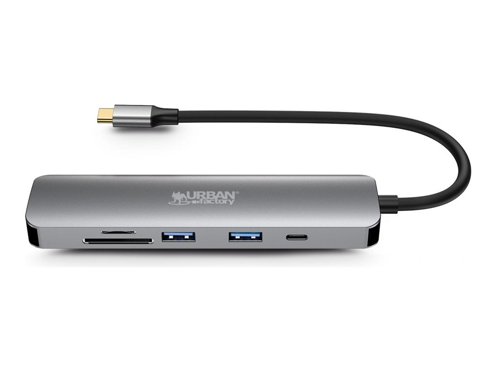 URBAN FACTORY Hubee 6in1 USB-C Hub With 2 USB-A / 1 4K HDMI / 2 Card Readers And 1 USB-C 100W Pd