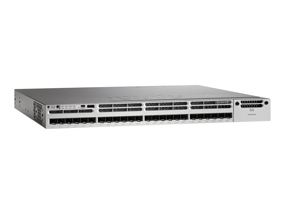 CISCO CAT 3850 24 PORT 10G FIBER SWITCH IP SERVICES REMANUFACTURED
