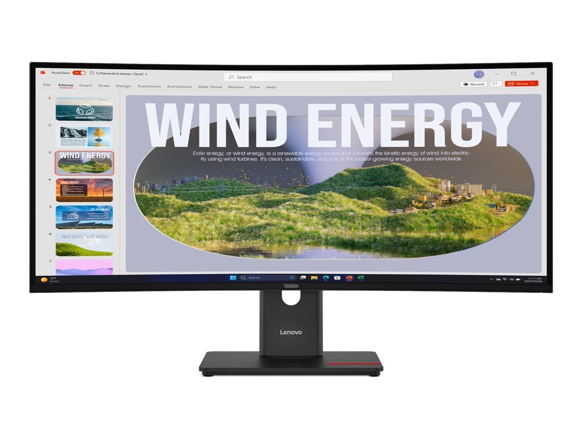LENOVO ThinkVision T34WD-40 LED Écran curved 34p 3440x1440 UWQHD 120Hz VA 300cd/m2 3000:1 HDR10 4ms HDMI DisplayPort USB-C 3y