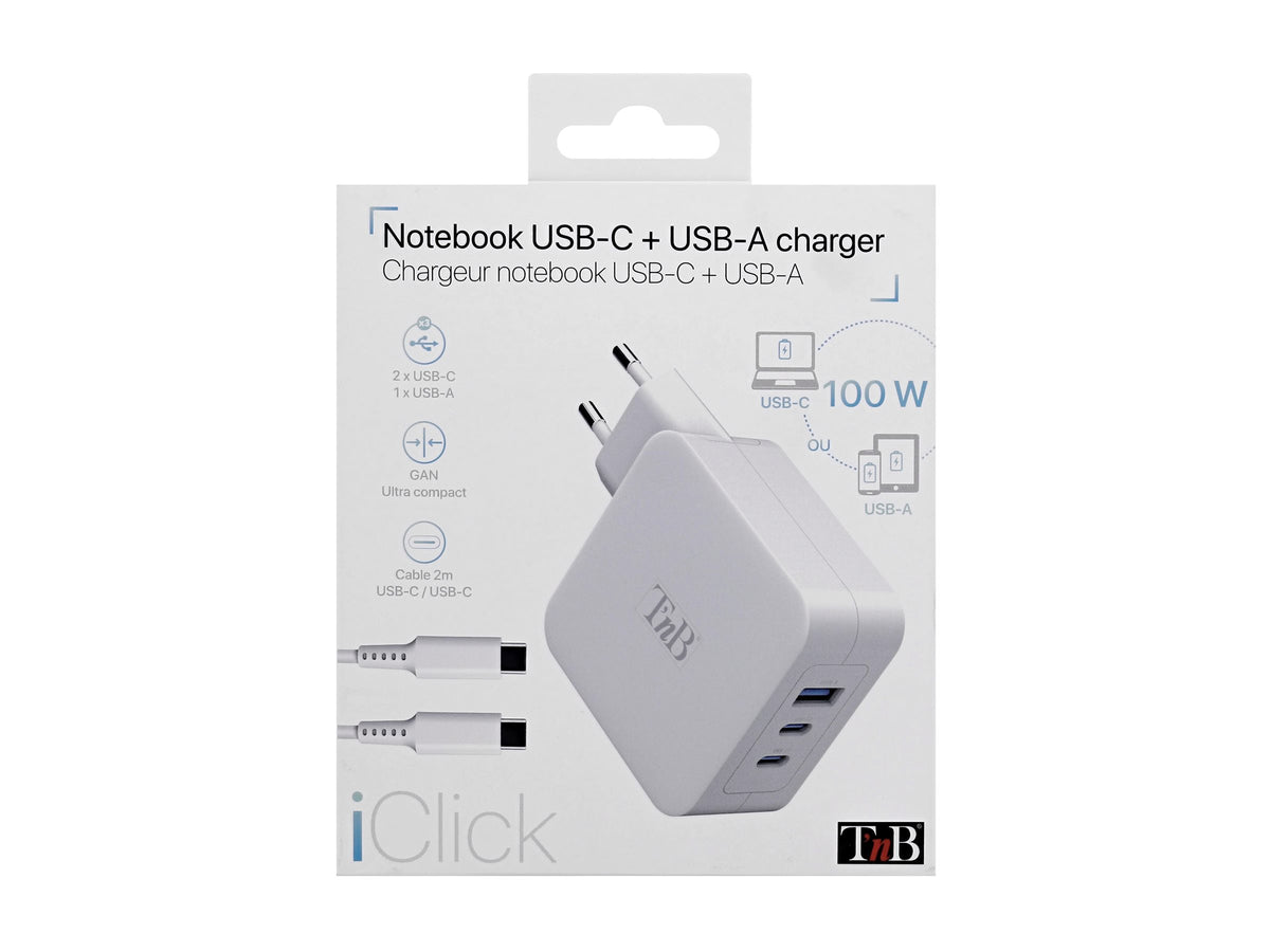 TNB iClick - GAN 100W USB-C and USB-A Charger white