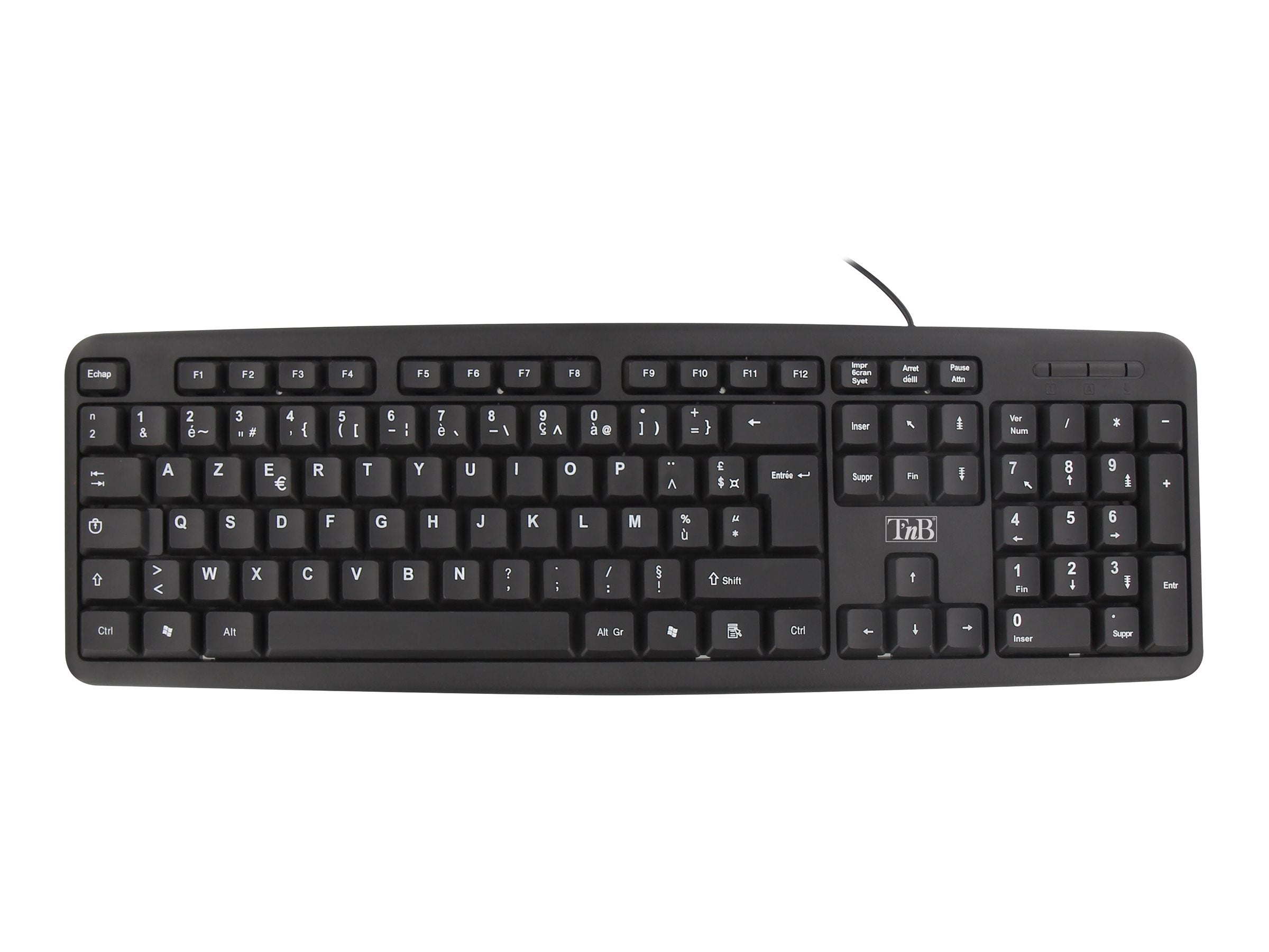TNB Bridge Ultra Slim Wired Keyboard Azerty 105 Keys Long 120Cm Cable Coul. Black