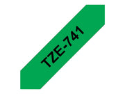 BROTHER P-TOUCH TZE-741 noir sur vert 18mm