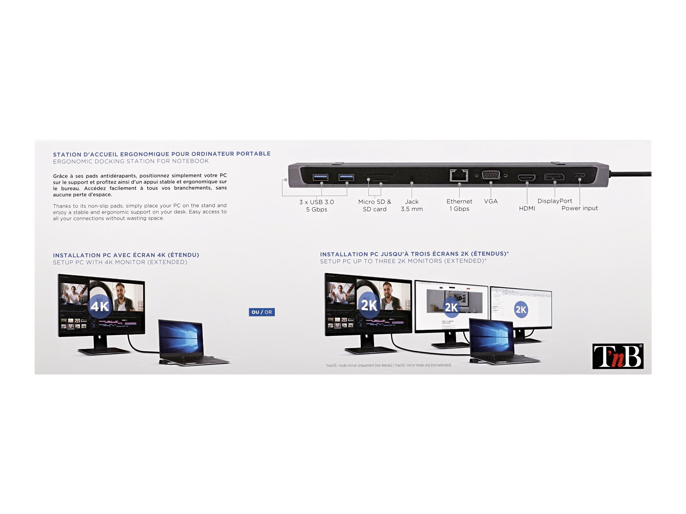 TNB 11in1 Triple Screen Docking Station Function Details 1x Hdmi 1x Displayport 1x VGA Resolution With 1 Screen Using Hdmi