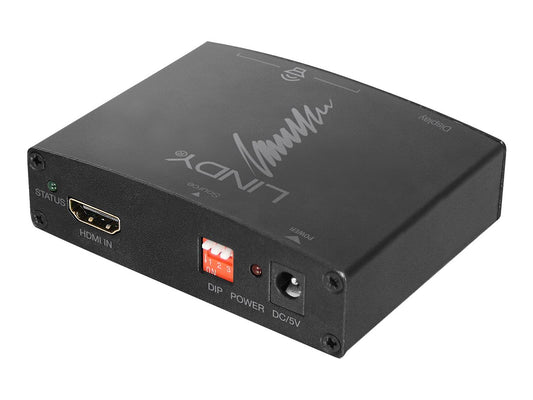 LINDY HDMI 4K Audio Extractor with bypass Resolutions up to UHD 4K Audio through TOSLink and COAXIAL digit. and 3.5mm Stereo analog.