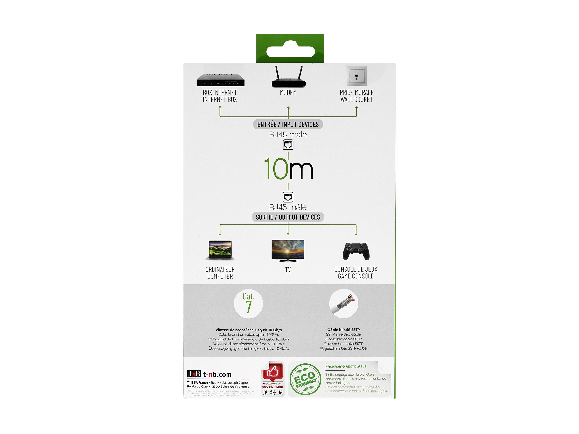 TNB CÃ¢ble RJ45 CAT.7 10m - blanc