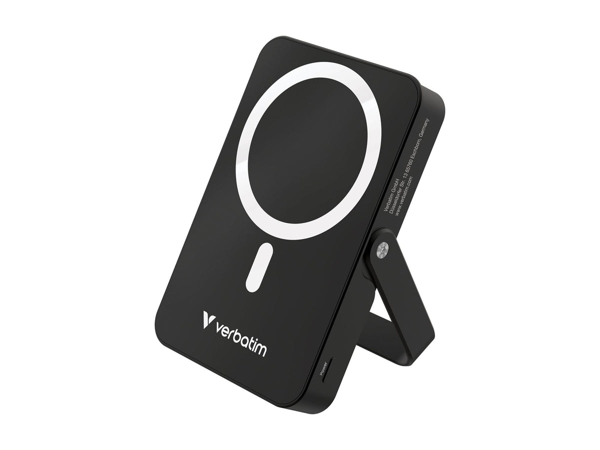 VERBATIM CHARGE N GO POWER BANK WITH STAND MAGNETIC WIRELESS 10000MAH - BLACK WCF (P)