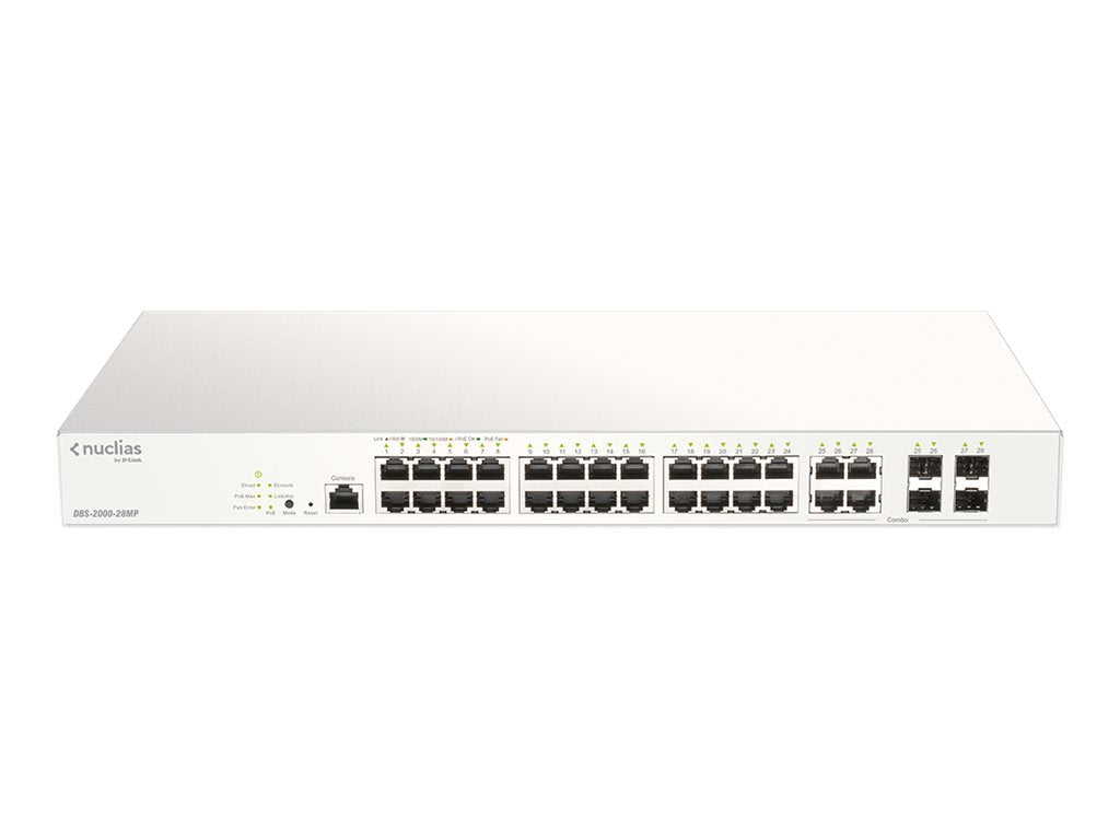 D-LINK Nuclias Switch 28xGE-ports PoE+ Smart Managed incl 4x1G Combo 370Ww/1Yr Lic