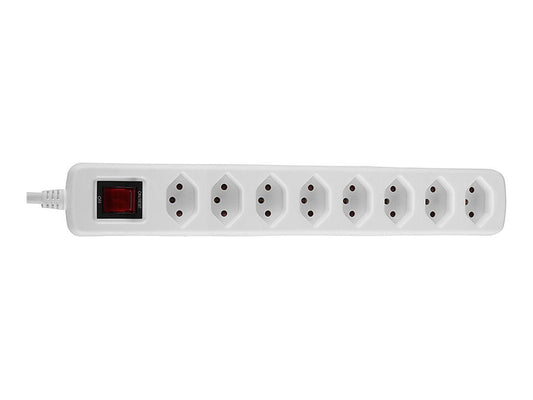 LINDY Mains 8 way gang socket Swiss with on/off Switch 2300W with overvoltage protection