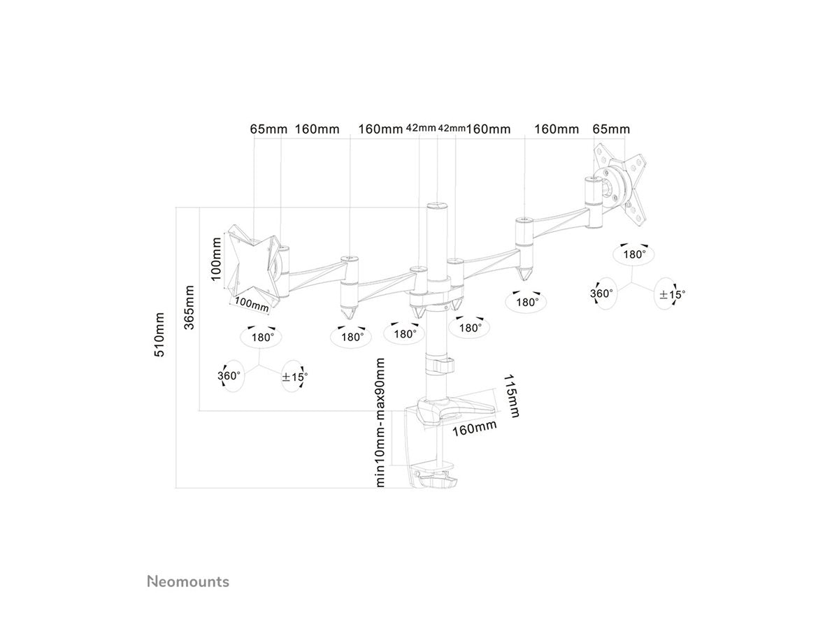 NEOMOUNTS FPMA-D1330DSILVER Support décran à fixer 10-27p
