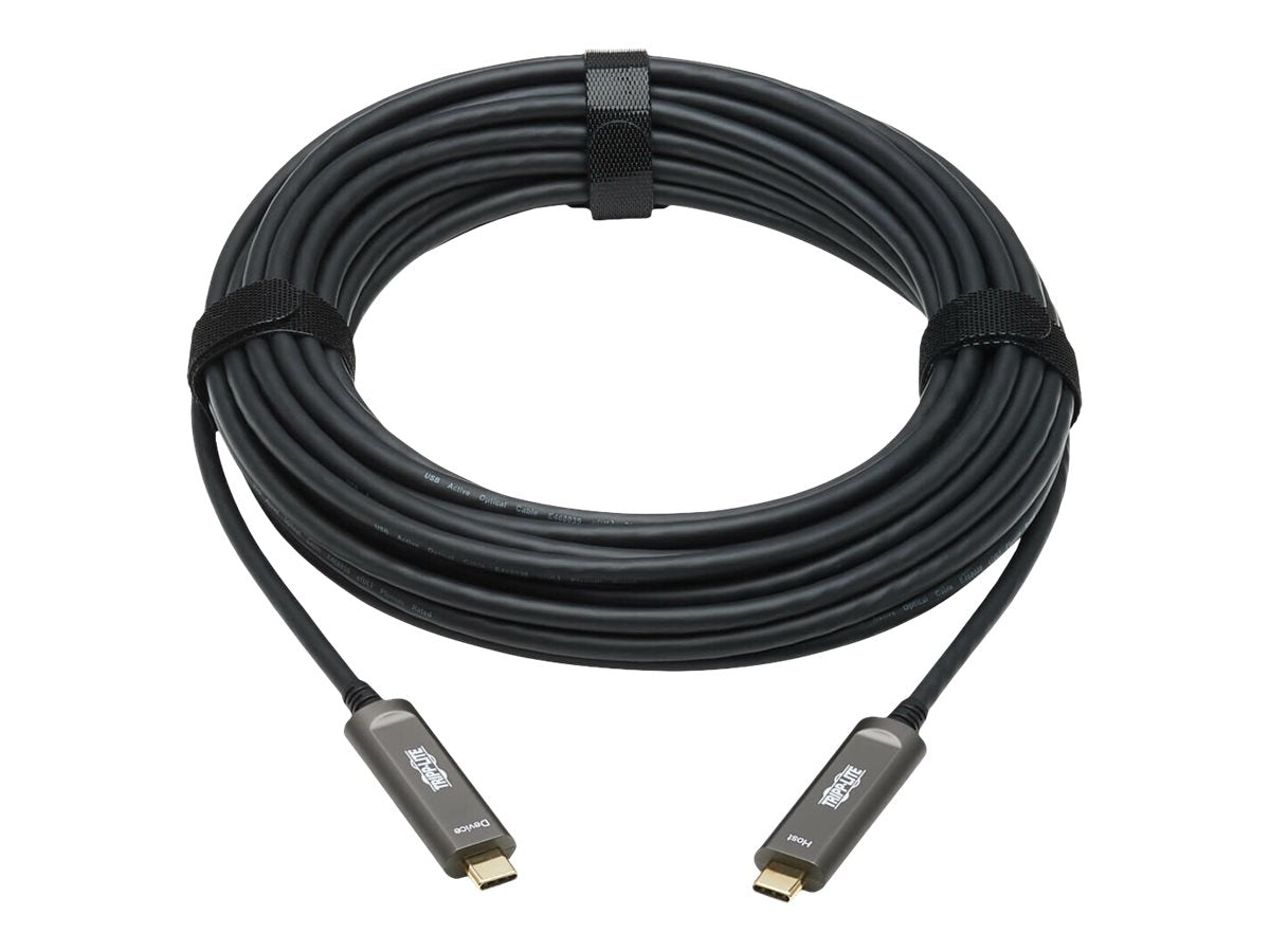 EATON TRIPPLITE USB-C AOC Cable M/M - USB 3.2 Gen 2 10 Gbps Plenum-Rated Fiber Active Optical Cable - Black 10m