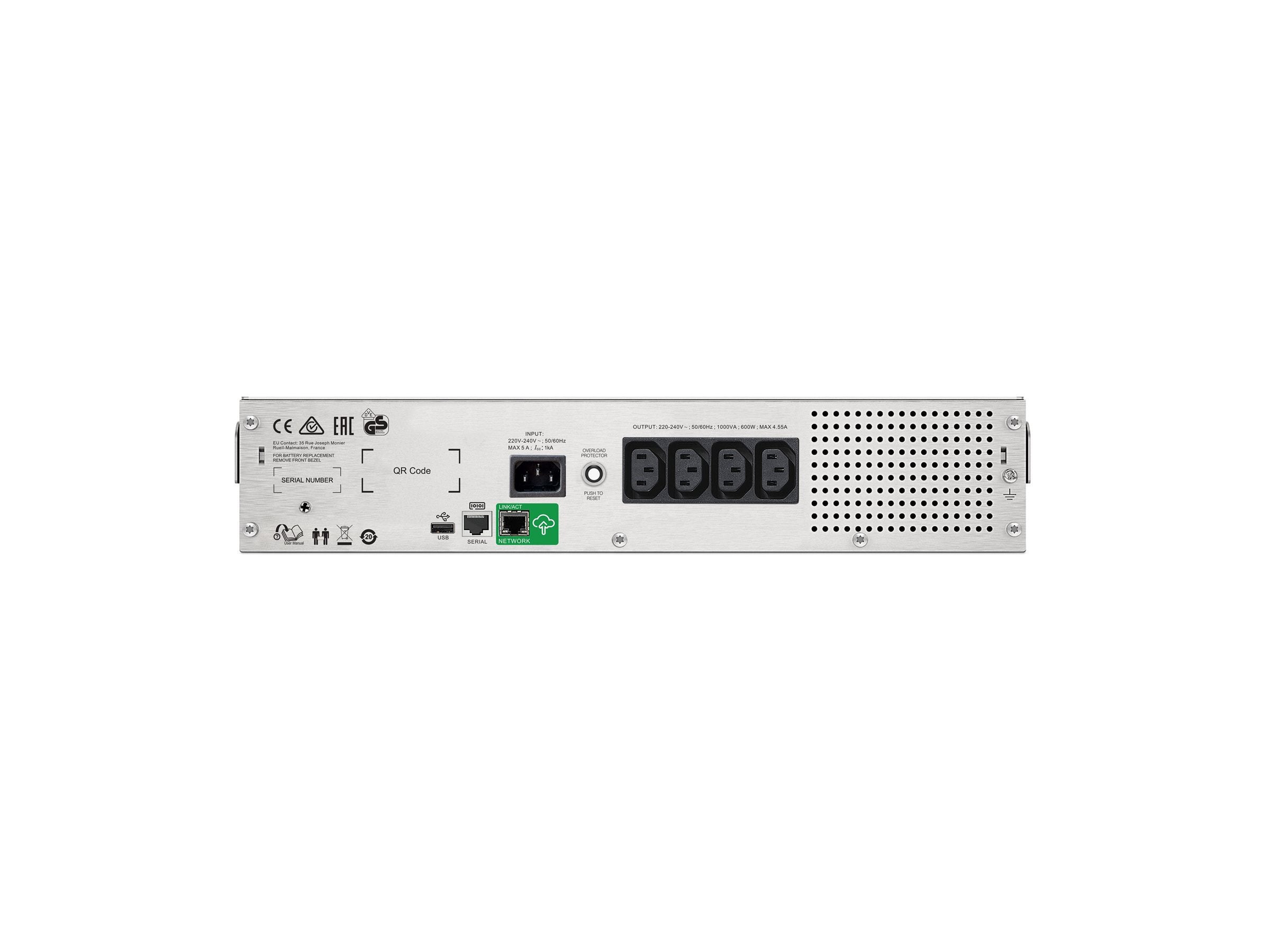 APC Smart-UPS C SMC1500I-2UC UPS Rack AC 220/230/240V 900Watt 1500VA RS-232 USB output connectors 4 2U BK with APC SmartConnect
