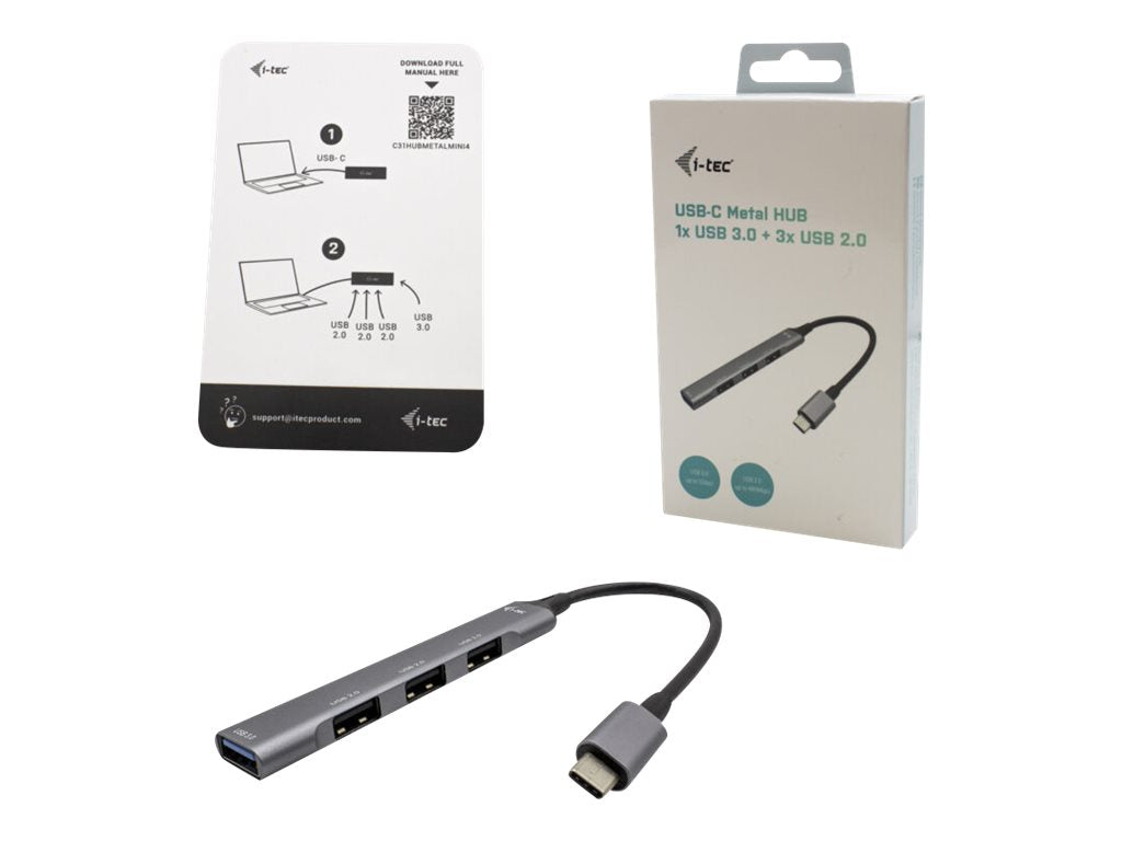 I-TEC USB-C Metal HUB 1x USB 3.0 3x USB 2.0 without power adapter