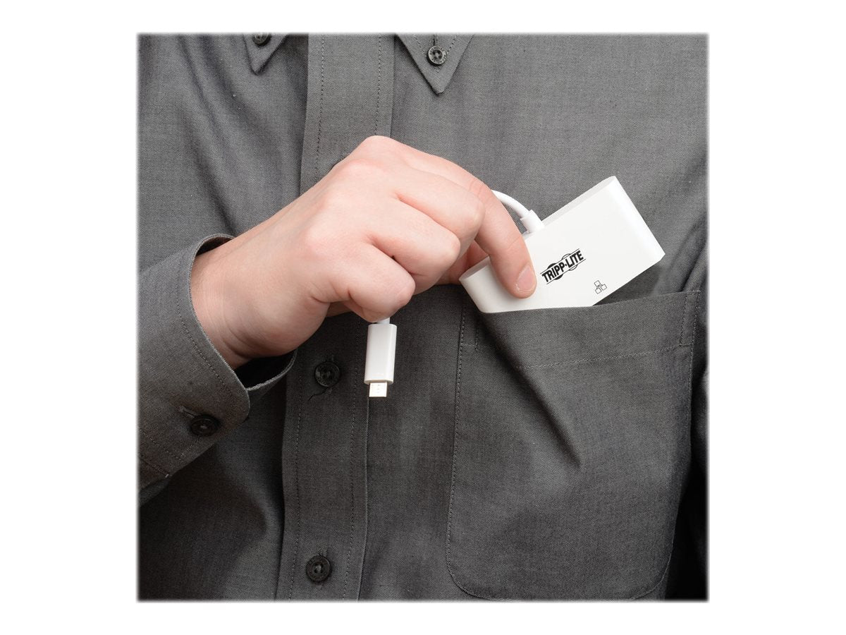 EATON TRIPPLITE USB-C Multiport Adapter - 4K HDMI USB-A Port GbE 60W PD Charging HDCP White