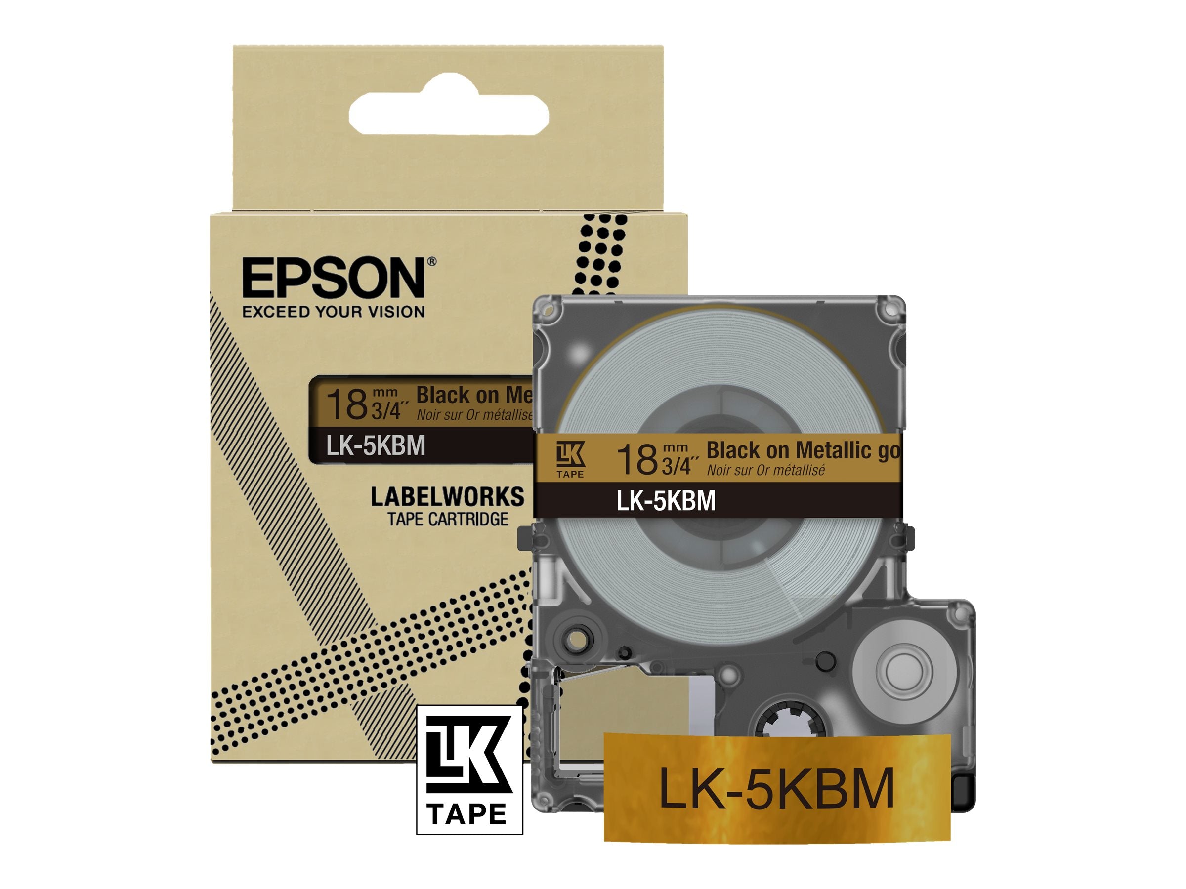 EPSON Metallic Tape Gold/Black 18mm 9m LK-5KBM