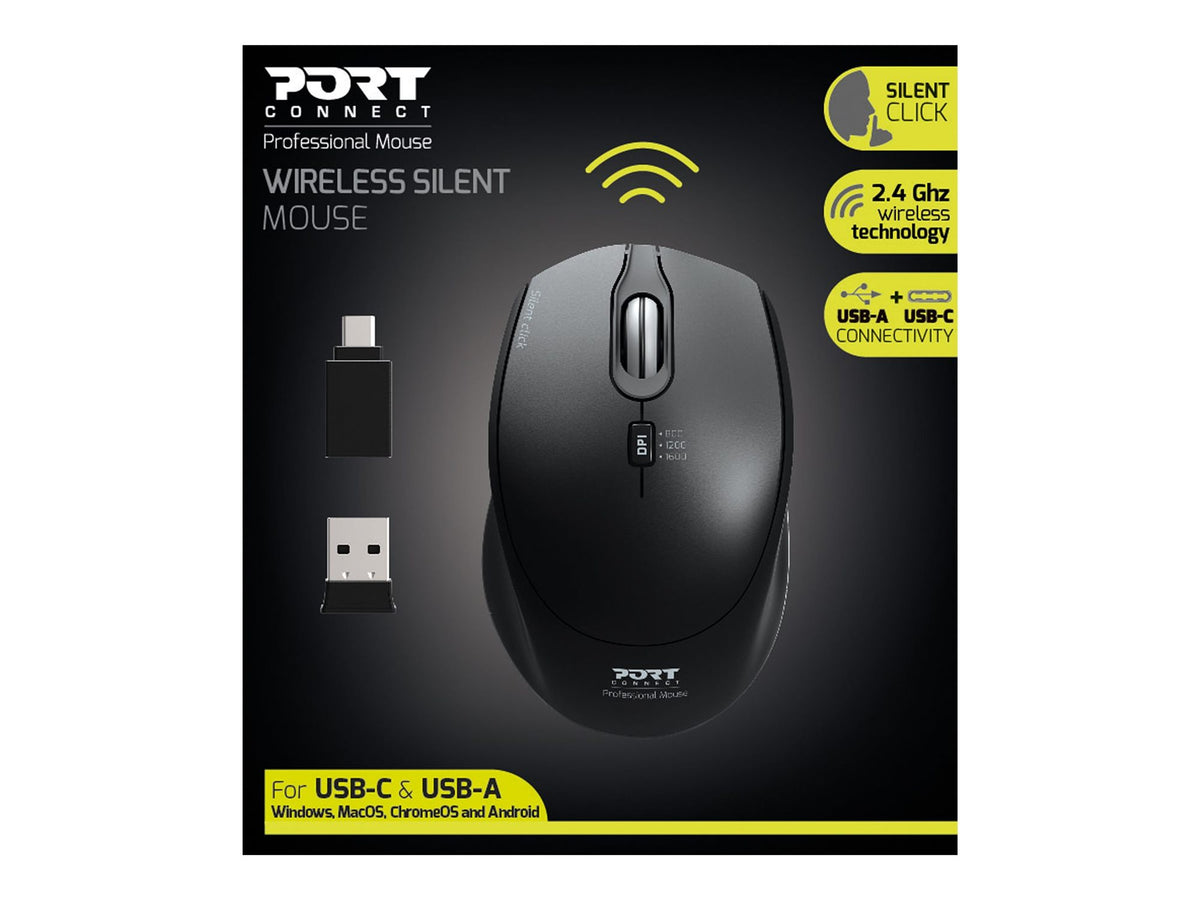 PORT DESIGNS Mouse Office Pro Silent Wireless - Black