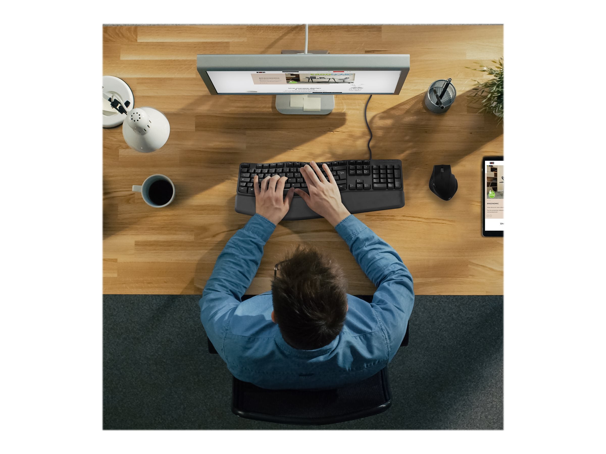 TNB Ergonomic Keyboard With Keypad Ergonomic Wave Form To Optimize Movement Relieves The Wrists