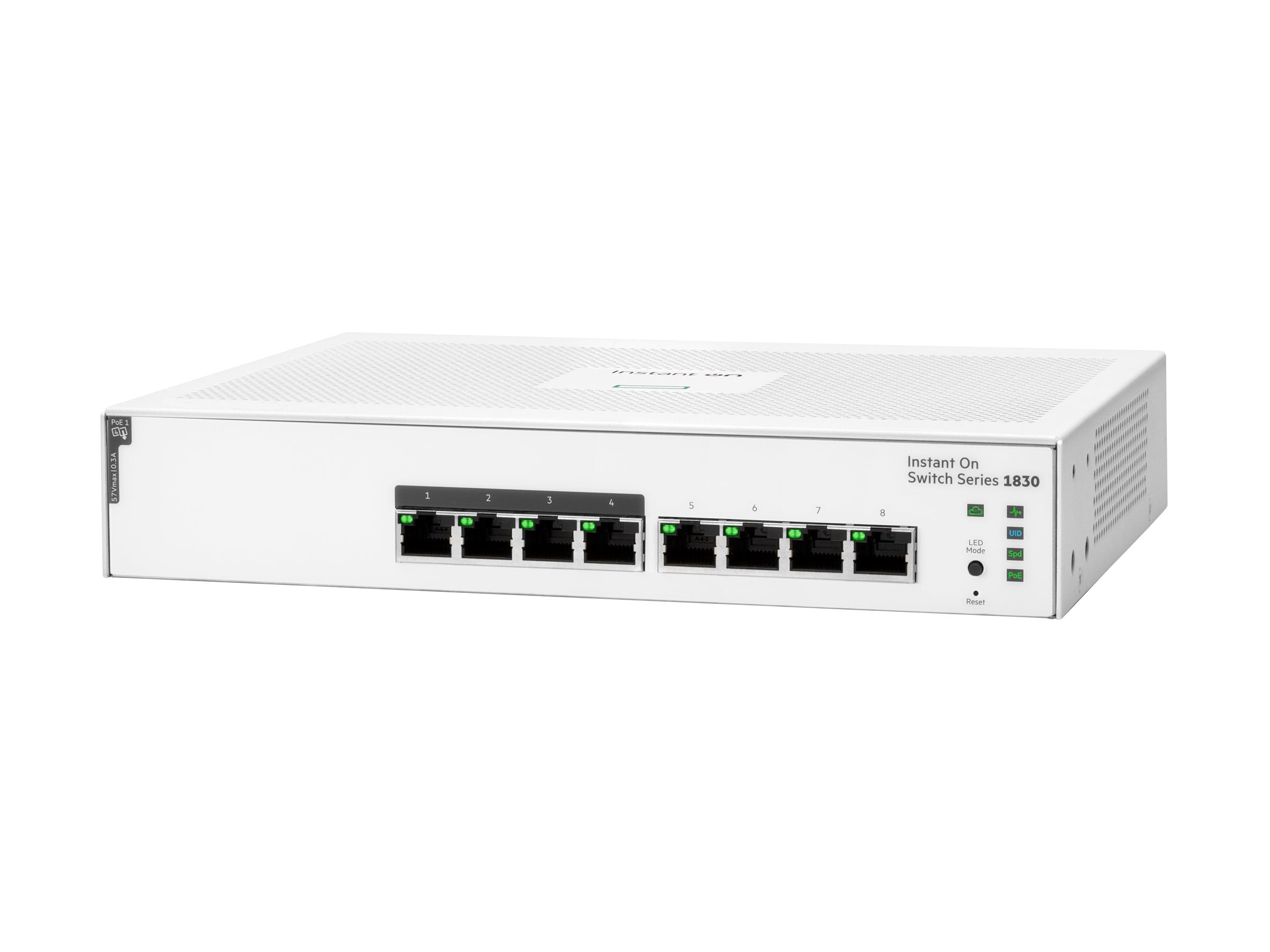 HPE Networking Instant On 1830 8G 4p Class4 PoE 65W Switch Commutateur intelligent 4 x 10/100/1000 + 4 x 10/100/1000 PoE+