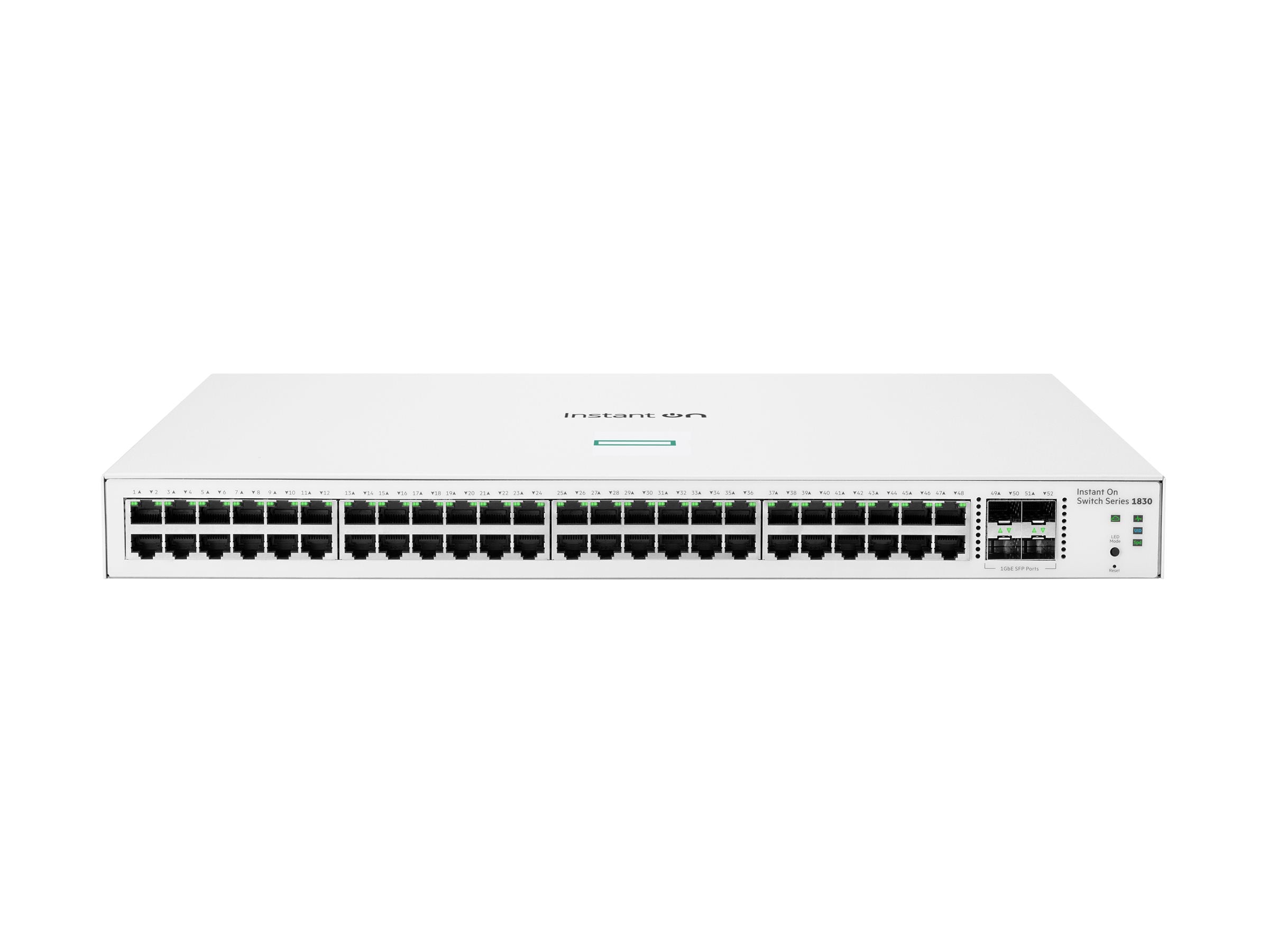 HPE Networking Instant On 1830 48G 4SFP Switch Commutateur intelligent 48 x 10/100/1000 + 4 x Gigabit SFP de bureau