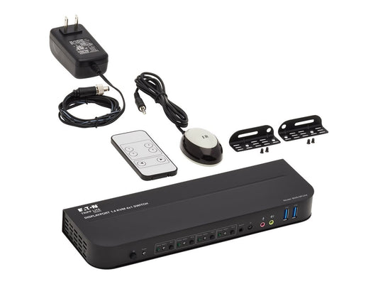EATON TRIPPLITE Commutateur KVM 4 ports DisplayPort/USB 4K 60 Hz HDR HDCP 2.2 IR DP 1.4 partage USB