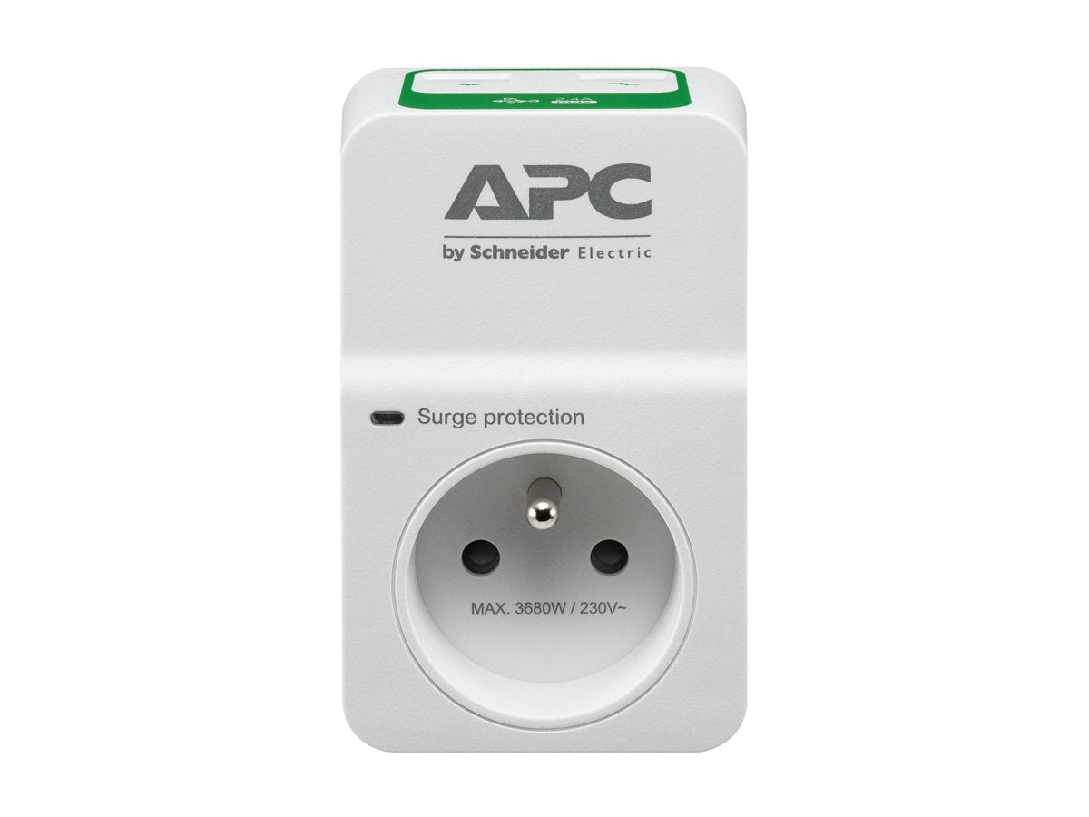 APC Essential Surgearrest PM1WU2 Surge protector AC 230V output connectors 1 France white