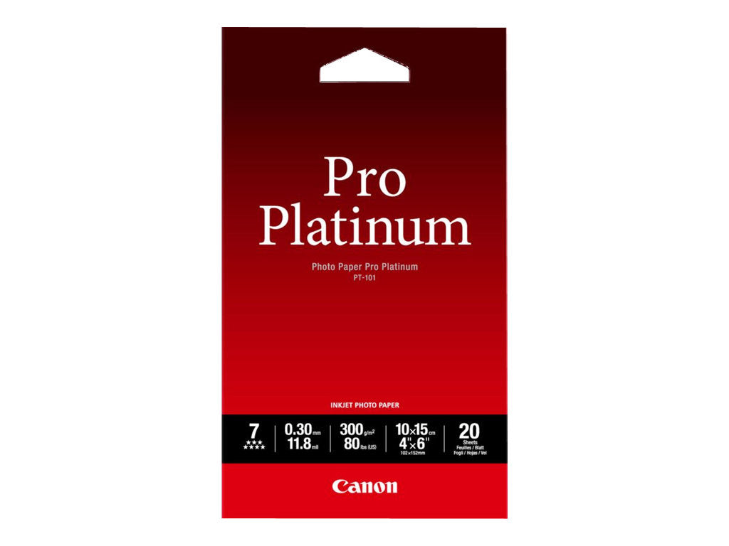 CANON PT-101 pro platinum photo  papier inkjet 300g/m2 4x6 inch 20 feuilles pack de 1