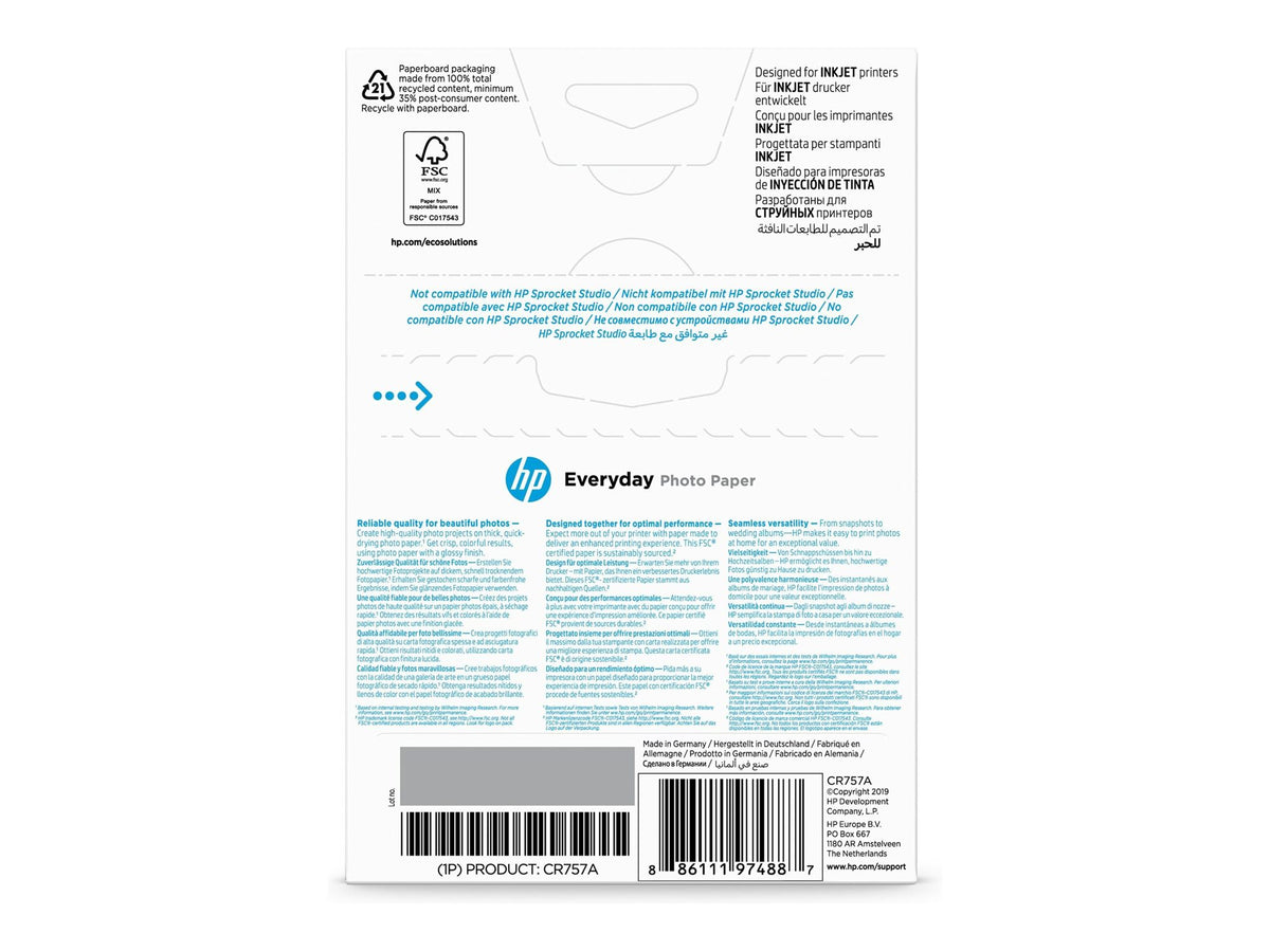 HP original Everyday Glossy photo paper white 200g/m2 100x150mm 100 sheets 1-pack