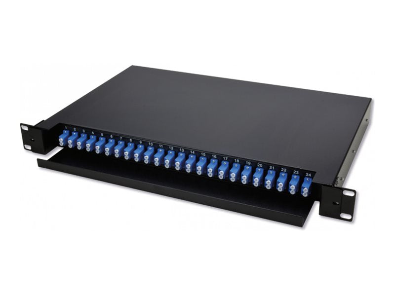 MCL IC4D99A19TFO24LCD - Tiroir optique 19p 1U 24 ports équipé de 24 traversées LC duplex mono