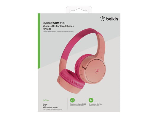 BELKIN SOUNDFORM Mini Wired On-Ear Headphones for Kids Pink