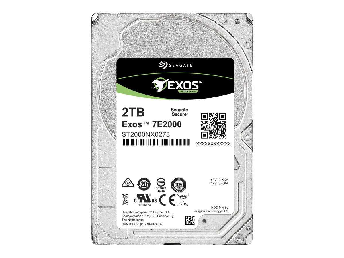 SEAGATE EXOS 7E2000 Enterprise Capacity 2.5 2TB HDD 512Emulation 7200rpm 128MB 2,5inch SAS 12Gb/s 24x7 long-term usage BLK