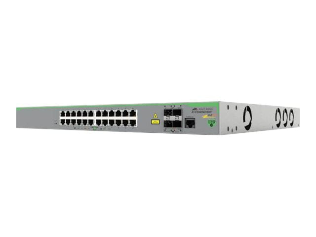 ALLIED 24x 10/100T POE+ ports and 4x 100/1000X SFP 2 for Stacking Fixed dual AC power supply EU Power Cord