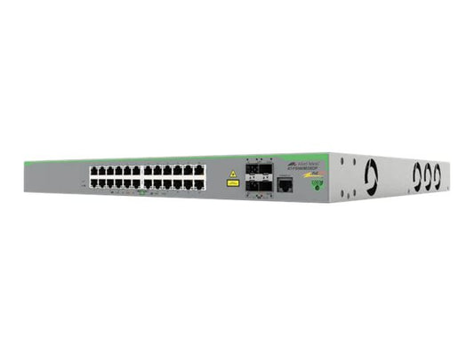 ALLIED 24x 10/100T POE+ ports and 4x 100/1000X SFP 2 for Stacking Fixed dual AC power supply EU Power Cord