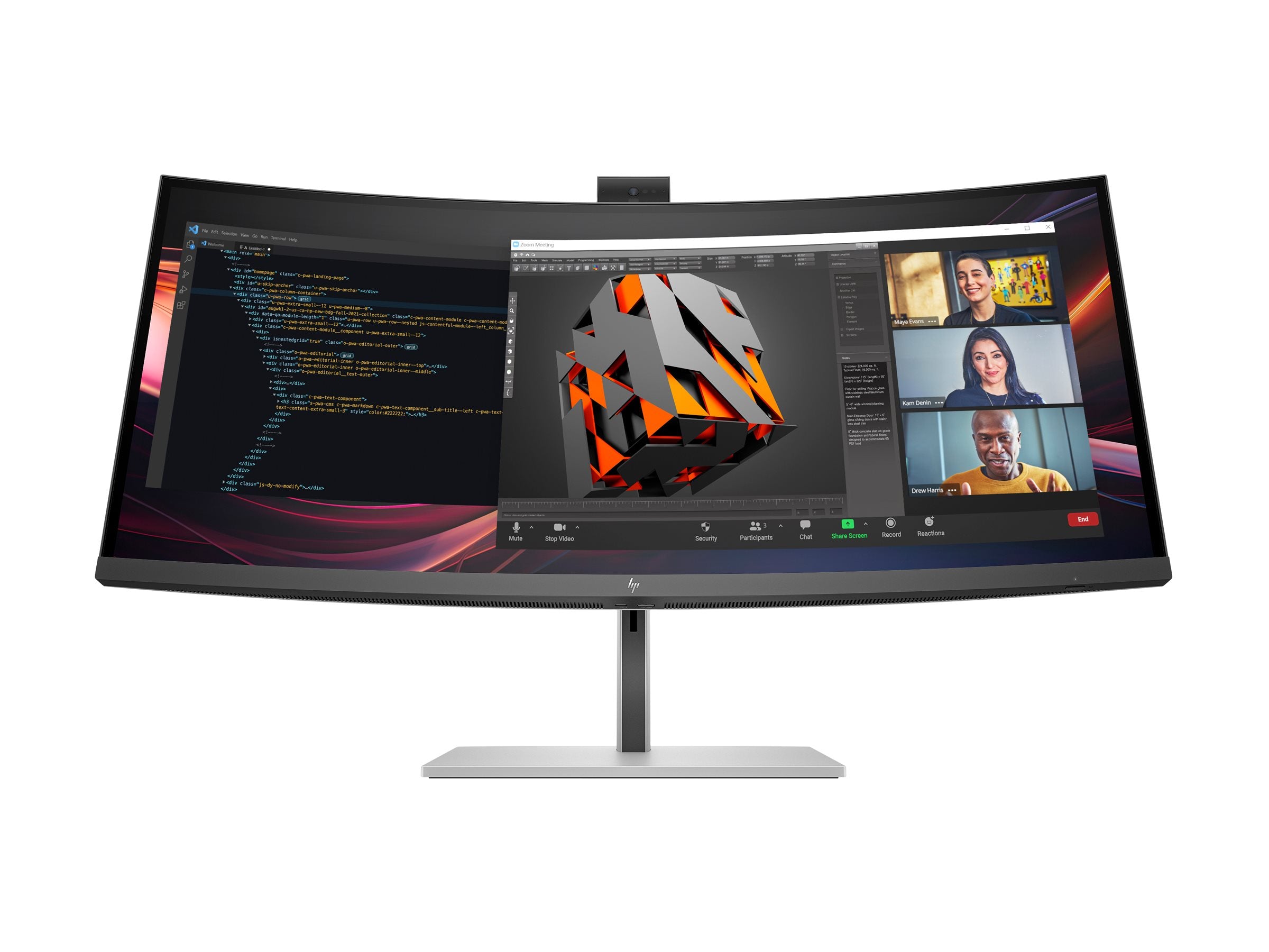 HP Écran incurvé Series 7 Pro LED - 734pm avec webcam 5 Mpx WQHD 34p 3440 x 1440 HDMI DP USB-C Thunderbolt 4 3/3/0