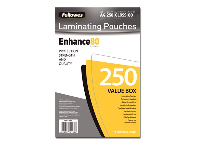 FELLOWES POCHETTES A PLASTIFIER 80MIC A4 250