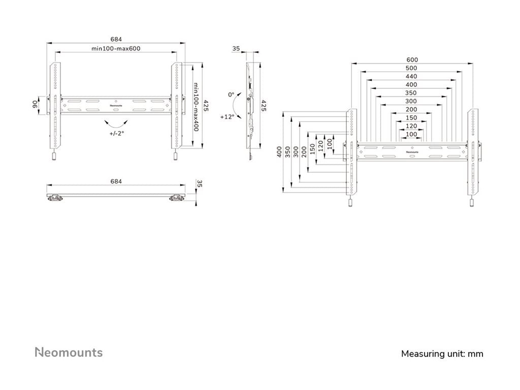 NEOMOUNTS WL35S-850BL16 Support pour Ã©cran mural 42-86p - inclinable - verrouillable - installation rapide