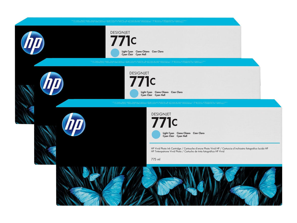HP 771C original Ink cartridge B6Y36A light cyan standard capacity 3 x 775ml 3-pack